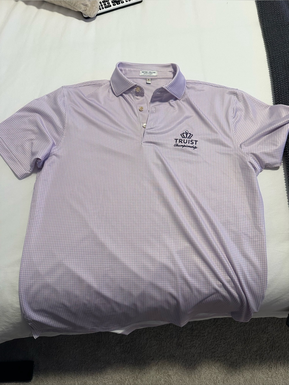 Peter Millar Summer Comfort Men's M Purple/White Polo Truist Championship
